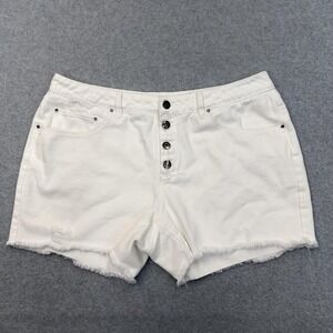 A Loves A Shorts Womens 32 (W35) White Denim Cut-Off Distressed Button Fly